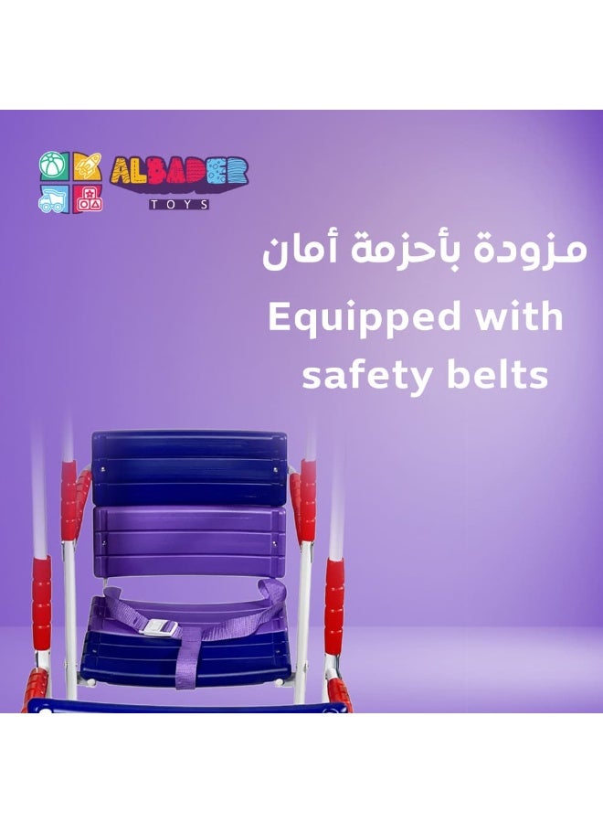 AL BADER Double-Seat Kids Swing with Canopy, Outdoor Swing for Children with Safety Belts, Foldable and Portable Garden Swings for 2 Kids, Anti-Slip Iron Base, for Balcony, Yard, or Rooftop - Image 4